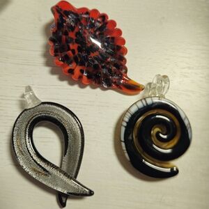 Set of Three Artistic Glass Pendants